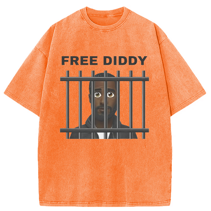 Modecanvas Original Free Diddy Funny Meme Washed T-Shirt