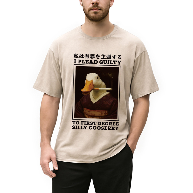 Modecanvas Silly Goose Smoking Funny Washed T-Shirt
