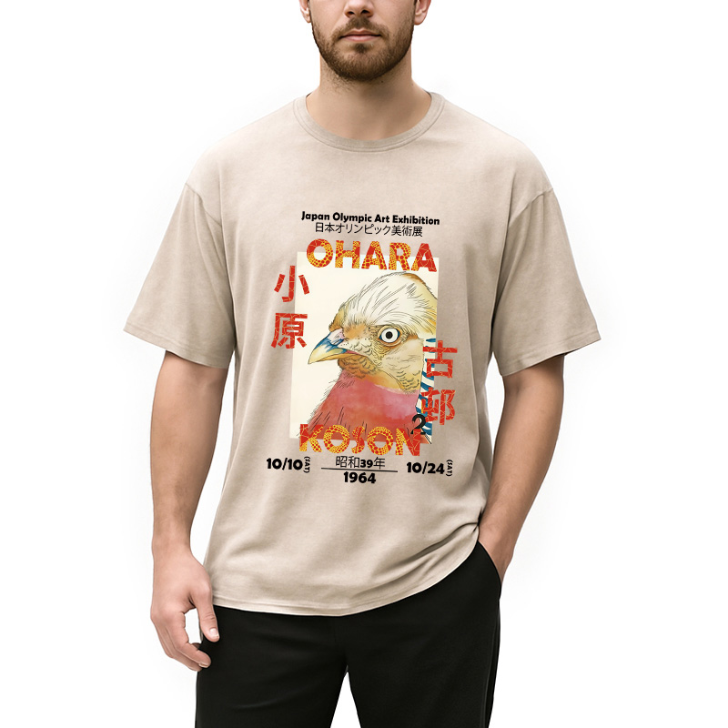 Modecanvas Japanese Bird Poster Washed T-Shirt
