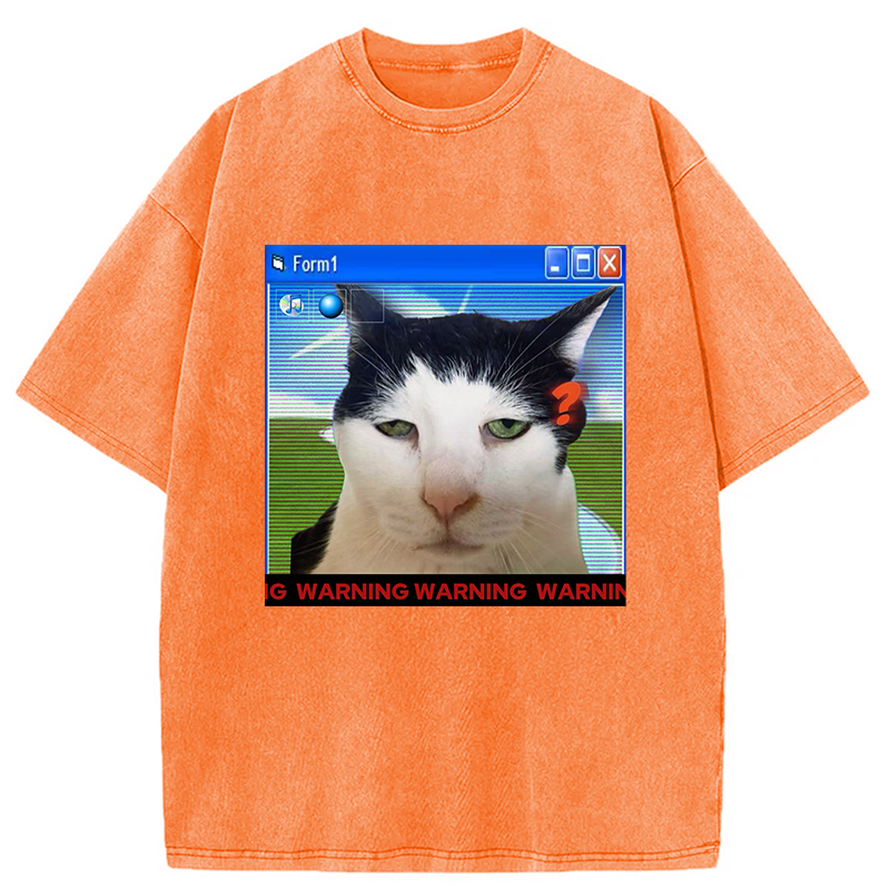 Modecanvas Warning Cat Washed T-Shirt