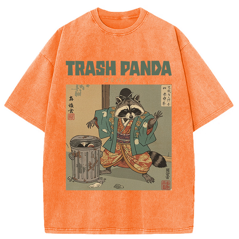Modecanvas Trash Panda Traditional Japanese Meme Washed T-Shirt