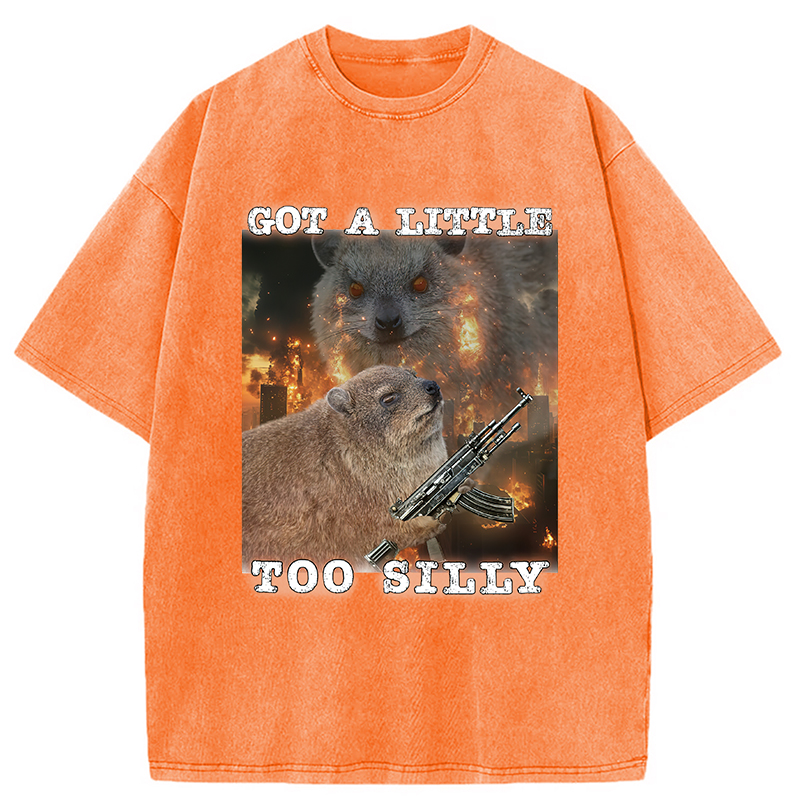 Modecanvas Got A Little Too Silly Rock Hyrax Washed T-Shirt