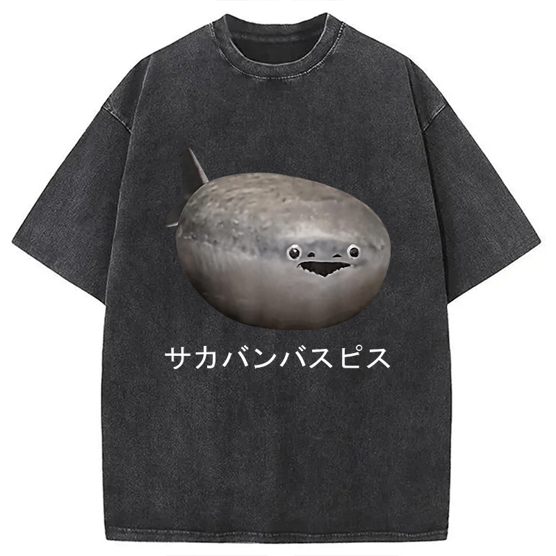 Modecanvas Sacabambaspis Fish Meme Realistic Japanese Washed T-Shirt
