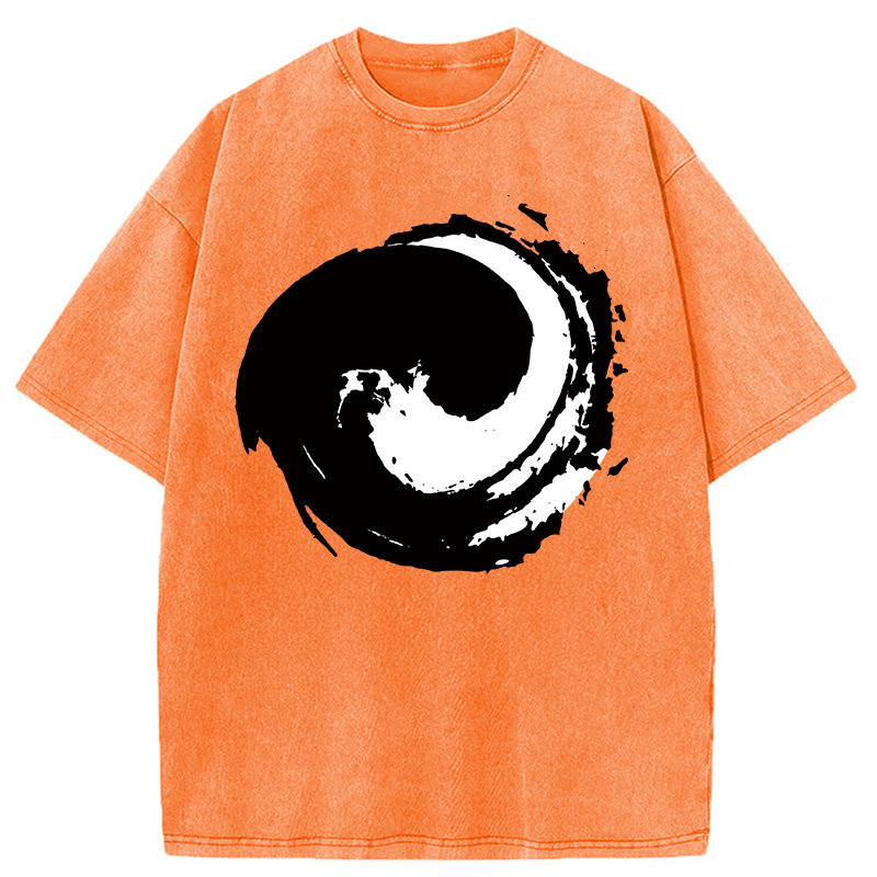 Modecanvas Yin and Yang Symbol Washed T-Shirt