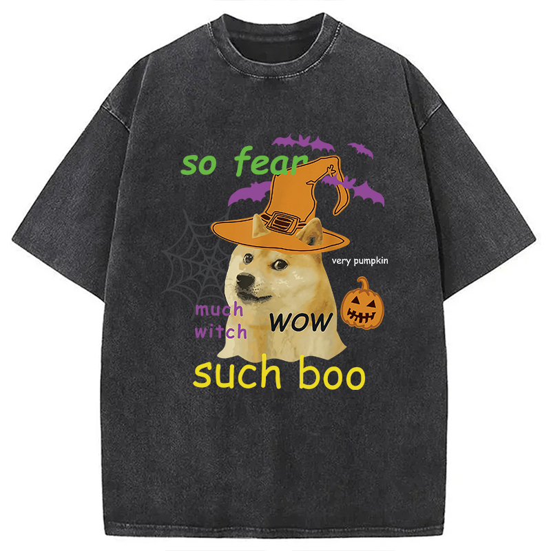 Modecanvas Halloween Doge Washed T-Shirt