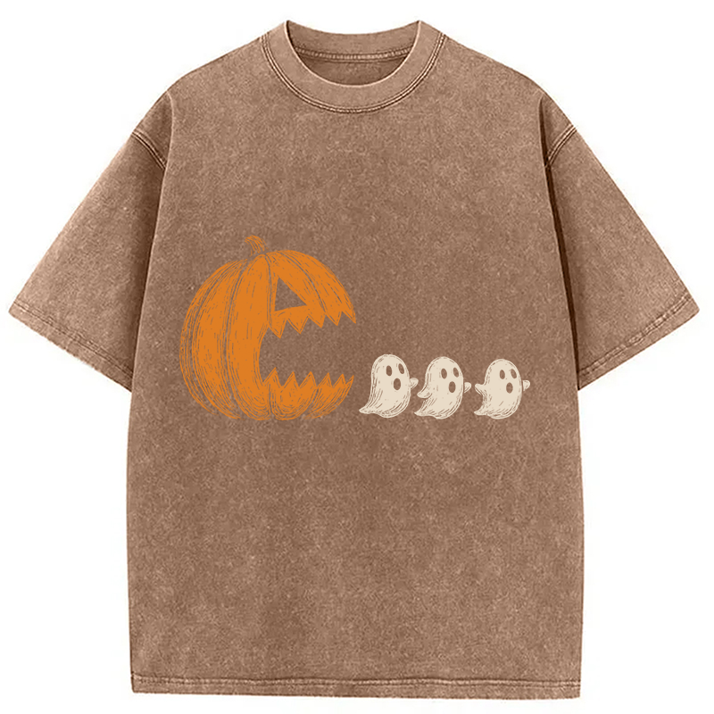 Modecanvas Pumpkin Chasing Ghost Washed T-Shirt