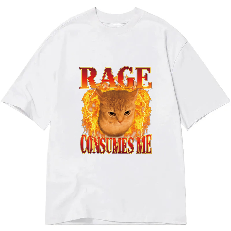 Modecanvas Rage Consumes Me Edgy Funny Cat Meme DTG Printing Classic T-Shirt-modecanvas