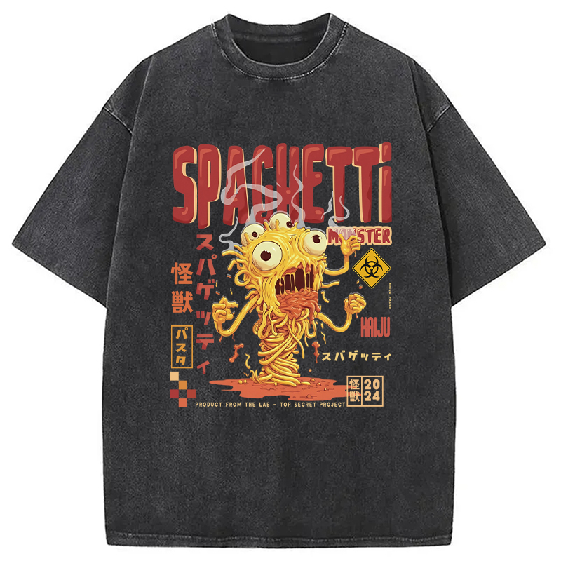 Modecanvas Monster Spaghetti Japanese Retro Tokyo Washed T-Shirt