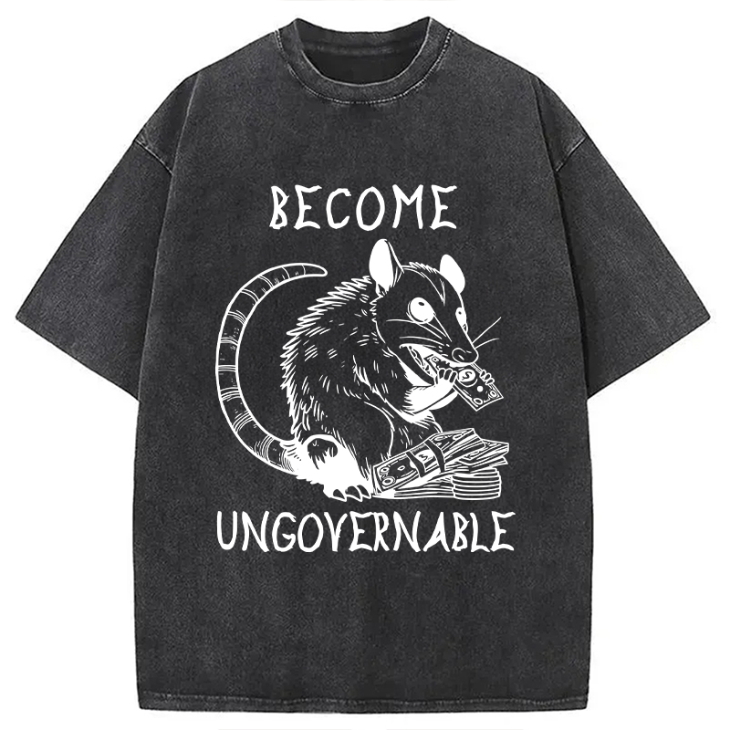 Modecanvas Become Ungovernable Opossum Washed T-Shirt