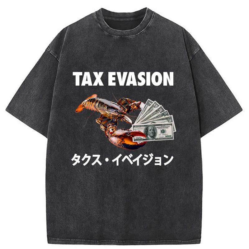 Modecanvas Tux Evasion Funny Washed T-Shirt-modecanvas