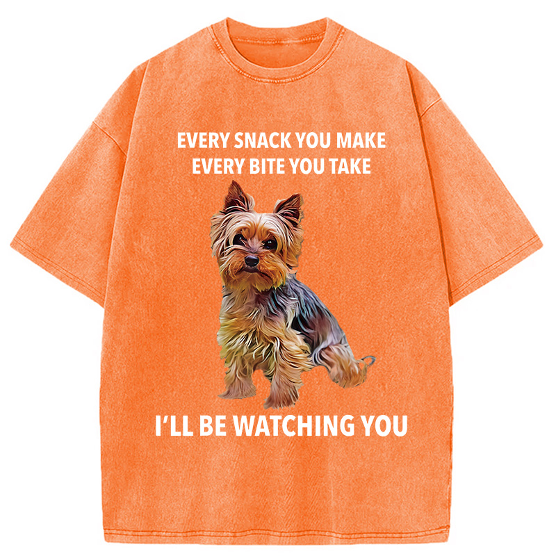 Modecanvas Yorkshire Terrier Funny Meme Washed T-Shirt
