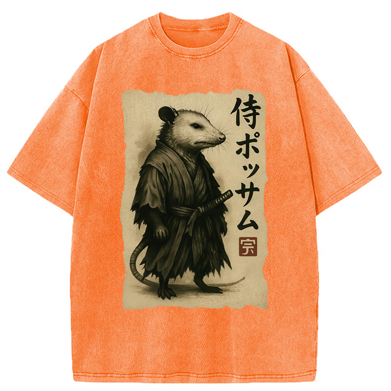 Modecanvas Samurai Opossum Washed T-Shirt
