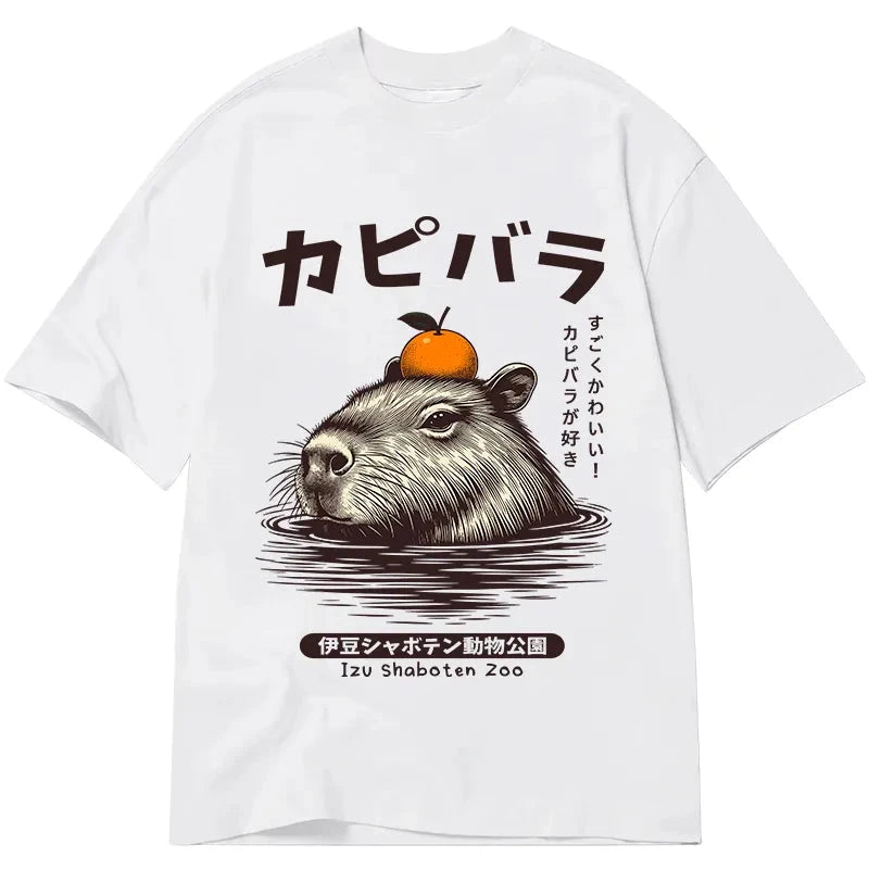 Modecanvas Capybara Hot Spring DTG Printing Classic T-Shirt-modecanvas