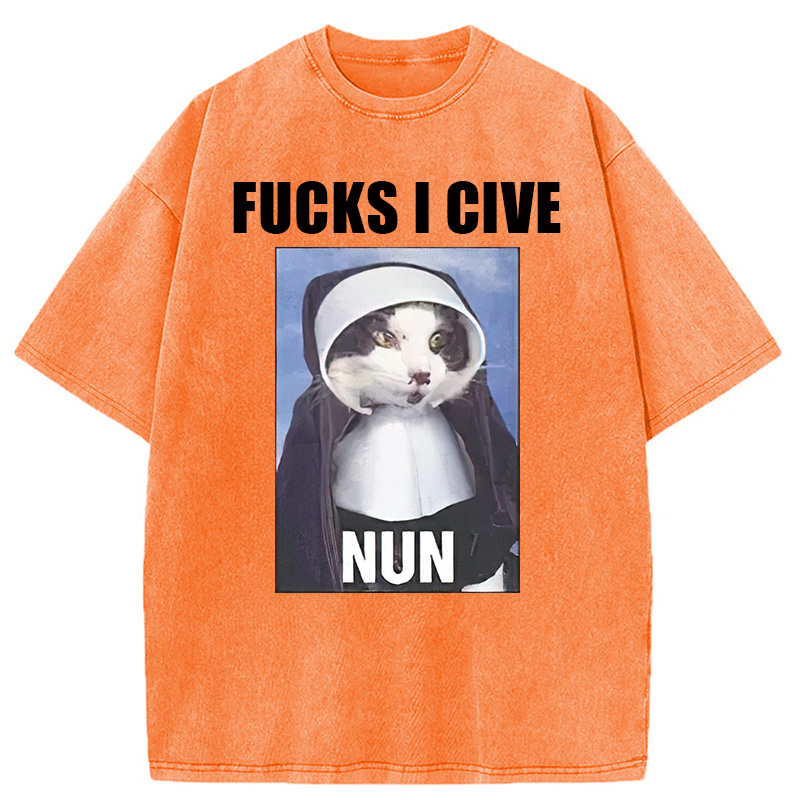 Modecanvas F*cks I give Nun Cat Washed T-Shirt