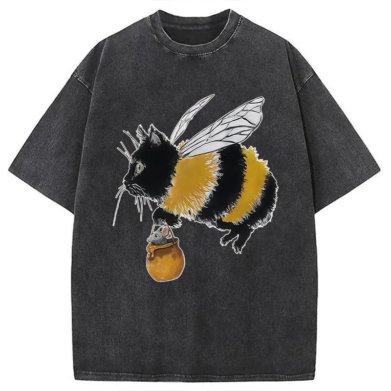 Modecanvas Catbee Funny Washed T-Shirt