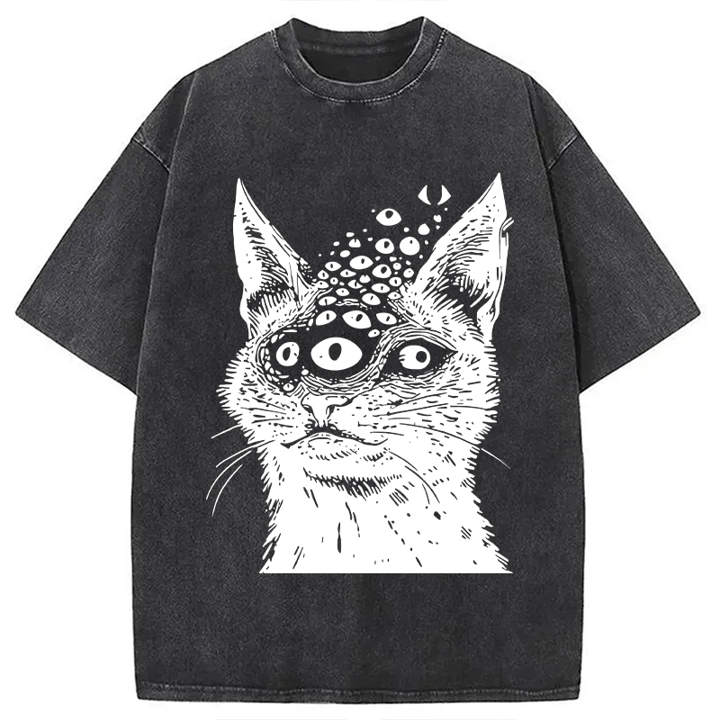 Modecanvas Weirdcore Cat Washed T-Shirt