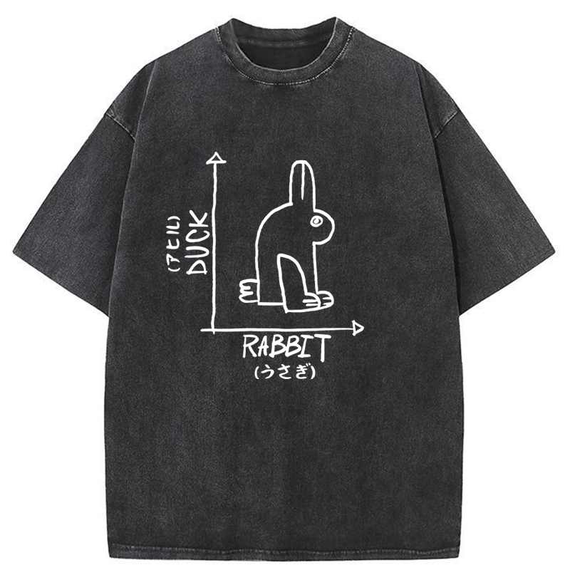 Modecanvas A Rabbit And A Duck Washed T-Shirt