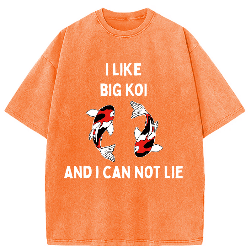 Modecanvas Vintage Koi Fish I Like Big Koi Washed T-Shirt
