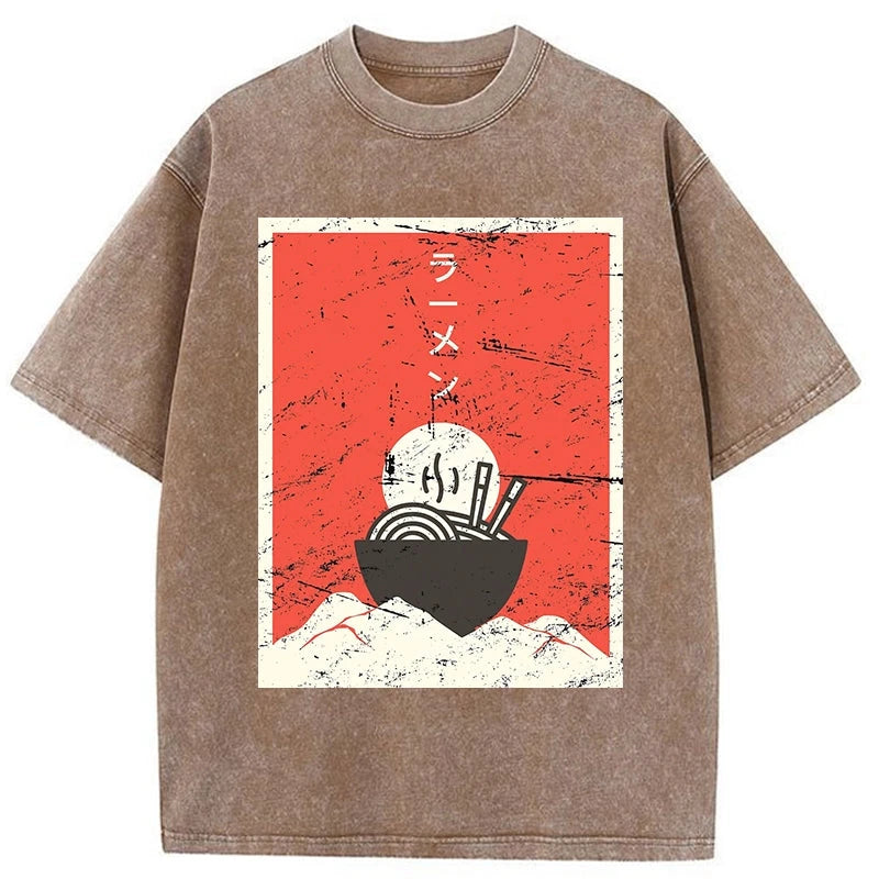 Modecanvas Vintage Japanese Anime Ramen Washed T-Shirt