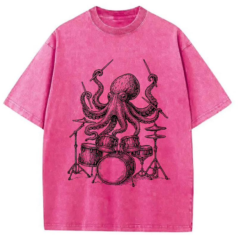Modecanvas Octopus Drummer Washed T-Shirt