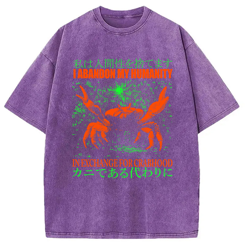 Modecanvas Vintage Japanese Crab Jokes Washed T-Shirt-modecanvas