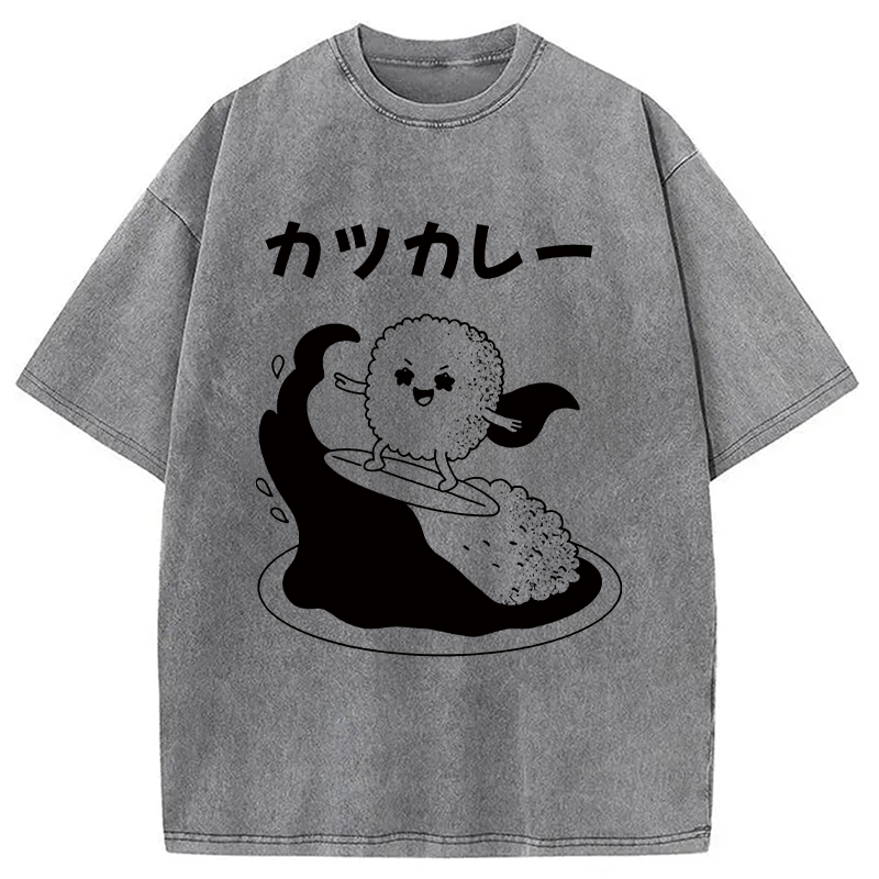 Modecanvas Surfer Sushi DTG Printing Washed T-Shirt