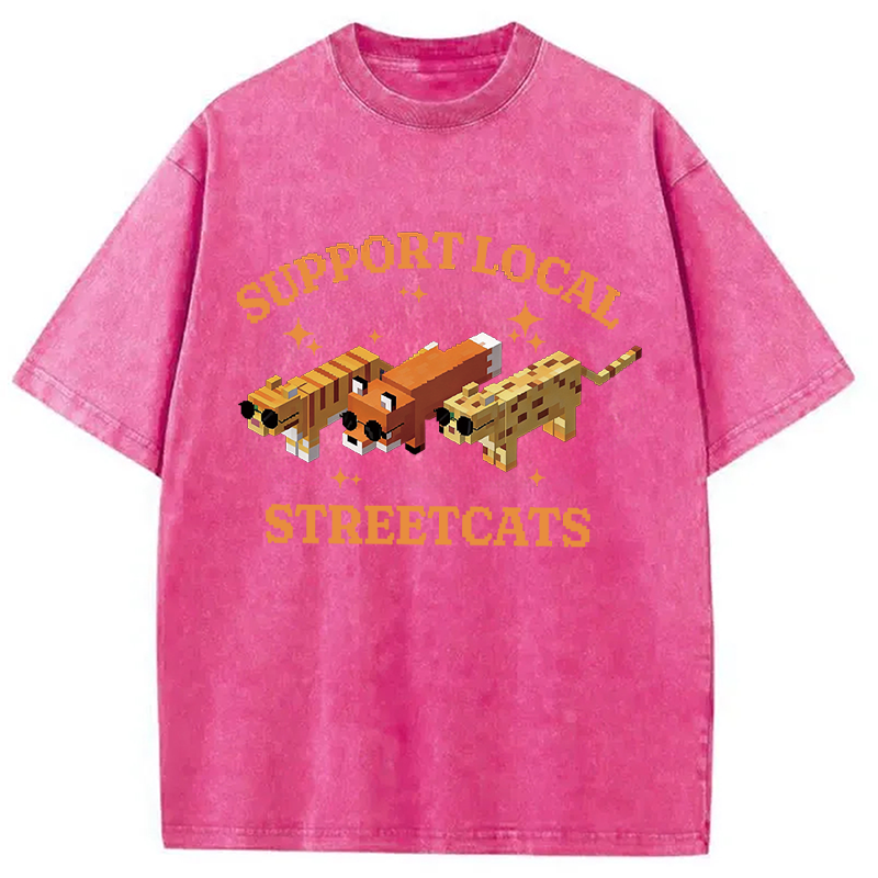 Modecanvas Support Local Streetcats DTG Printing Washed T-Shirt