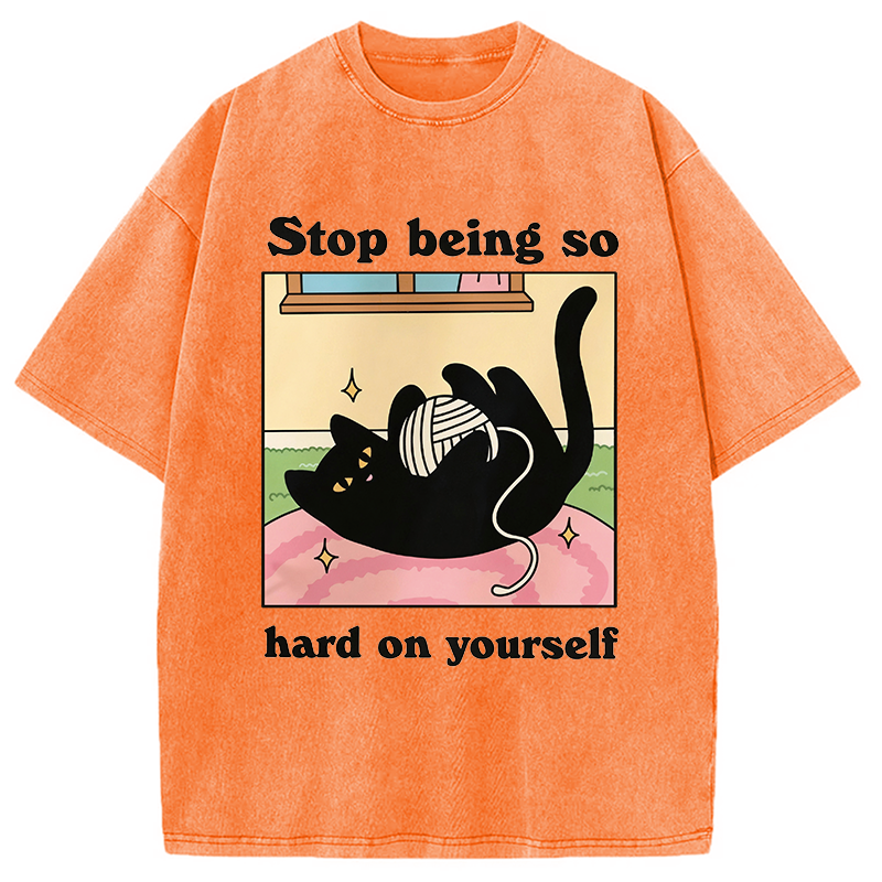 Modecanvas Hard On Yourself DTG Printing Washed T-Shirt