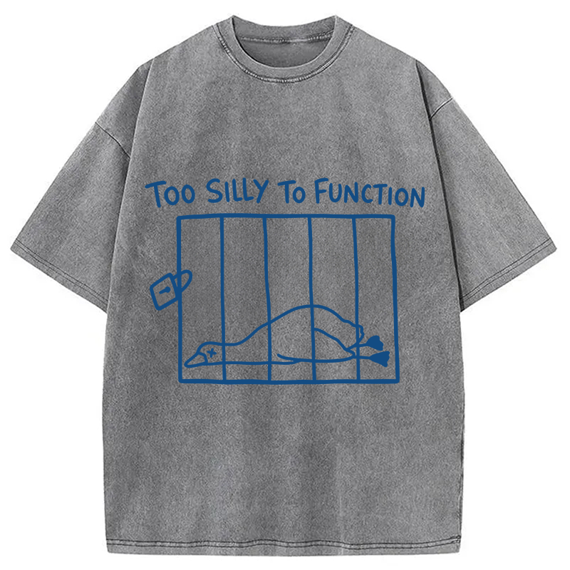 Modecanvas Too Silly To Function Goose Meme DTG Printing Washed T-Shirt