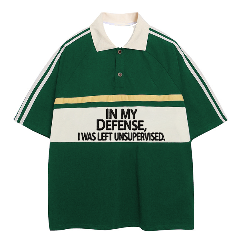 Modecanvas In My Defense Polo Embroidered T-Shirt