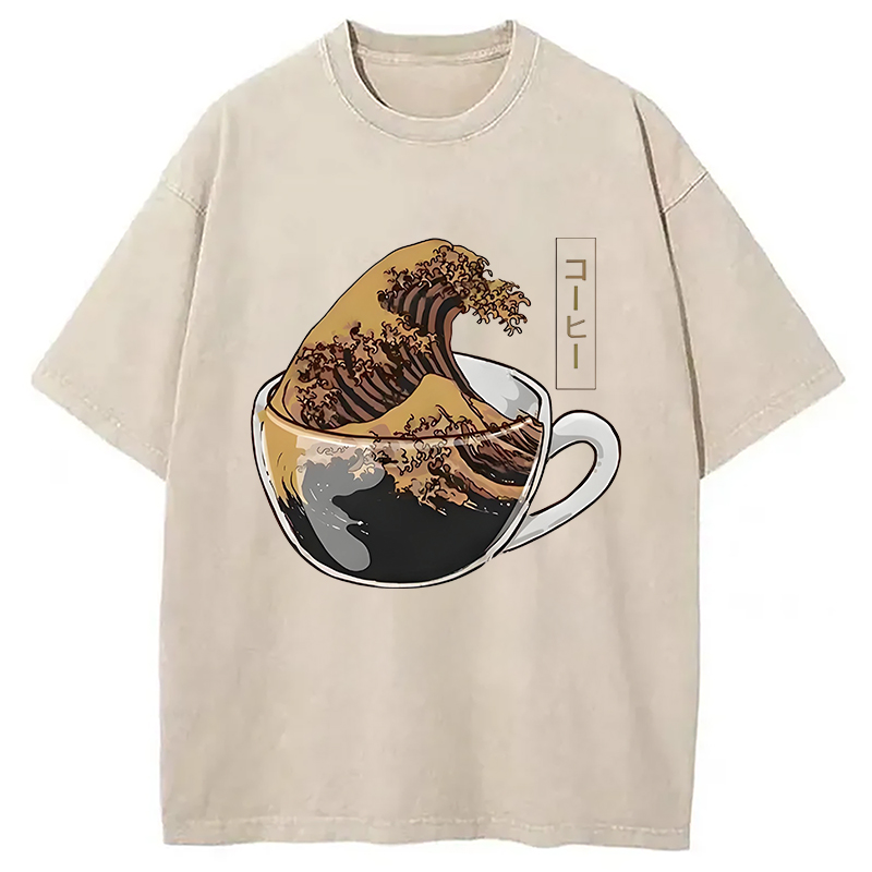 Modecanvas Coffee Wave Washed T-Shirt