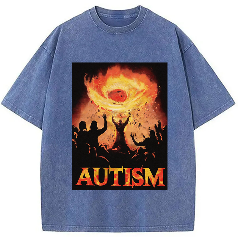 Modecanvas Autistic Funny Edgy Meme DTG Printing Washed T-Shirt