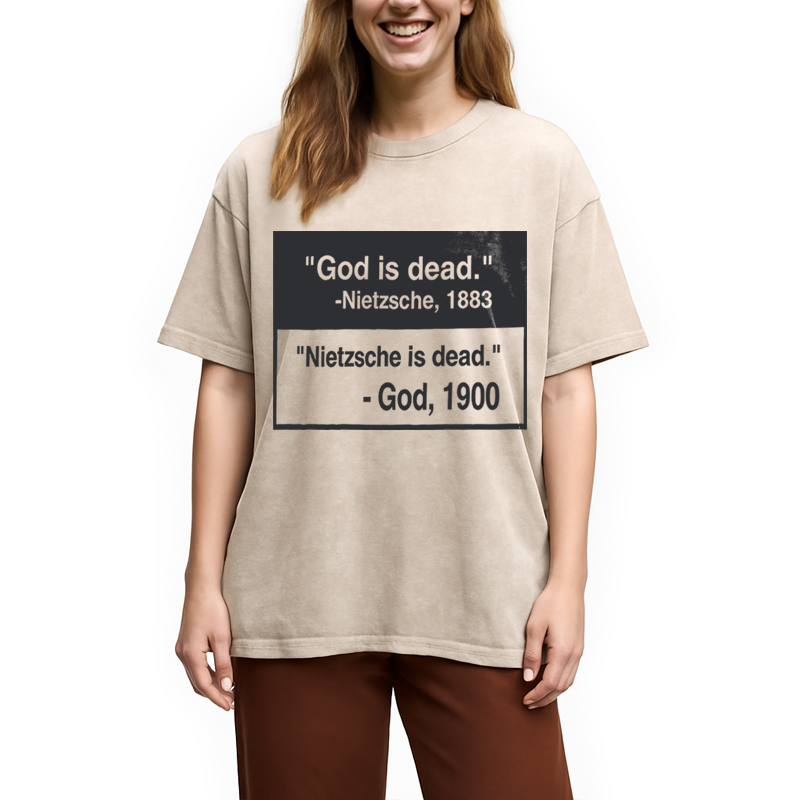 Modecanvas God Is Dead DTG Printing Washed T-Shirt
