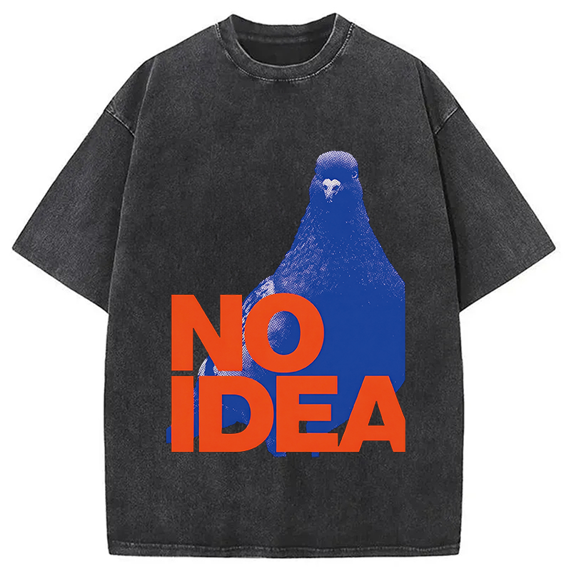 Modecanvas Funny Bird Pigeon Have No Idea DTG Printing Washed T-Shirt