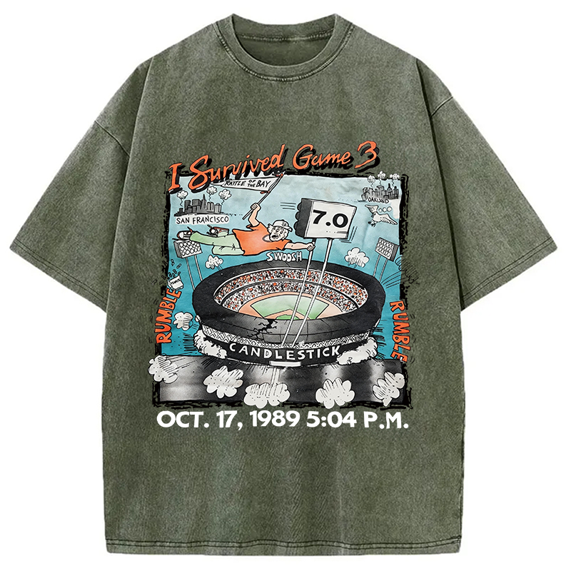 Modecanvas I Survived Game 3 Rattle Of The Bay DTG Printing Washed T-Shirt