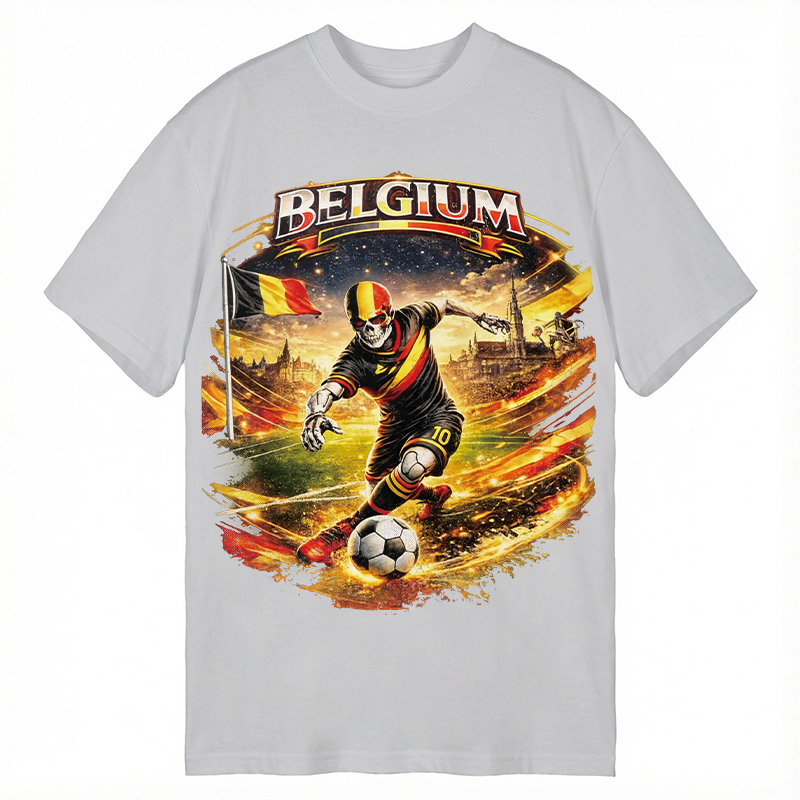 Modecanvas Belgium Soccer Skull DTG Printing Classic T-Shirt-modecanvas