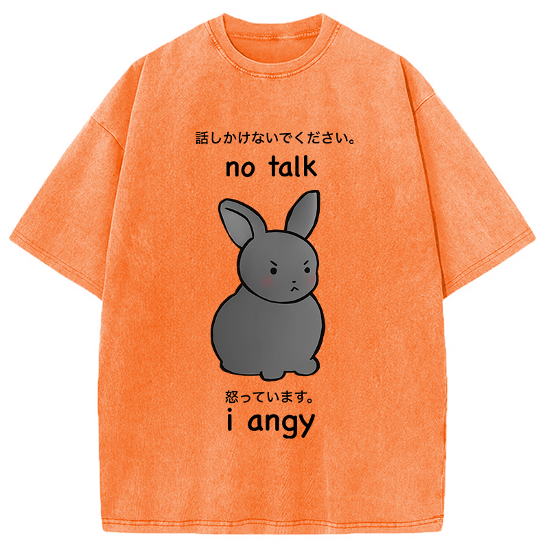 Modecanvas No Talk I Angy Washed T-Shirt-modecanvas