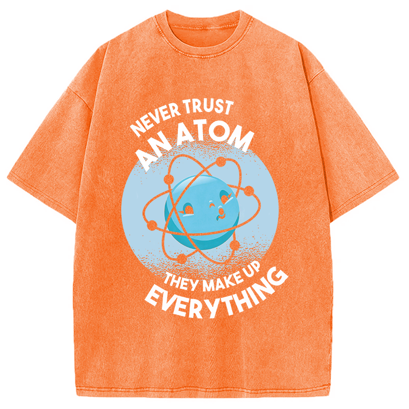 Modecanvas Funny Atom 100% Ring Spin DTG Printing Washed T-Shirt