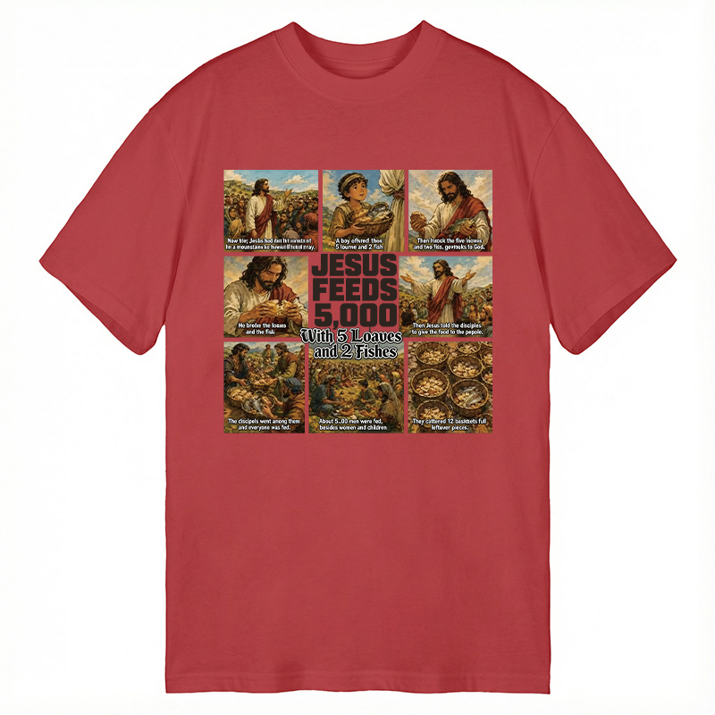 Modecanvas Jesus Feeds 5000 DTG Printing Classic T-Shirt-modecanvas