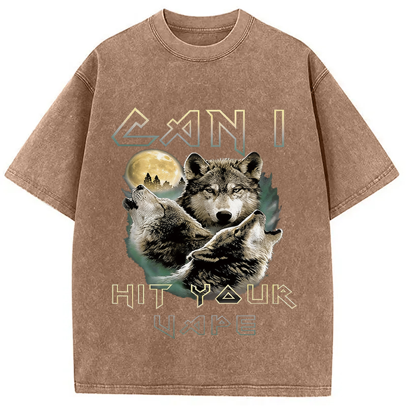 Modecanvas Can I Hit Your Vape Meme DTG Printing Washed T-Shirt