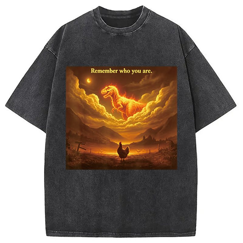 Modecanvas Funny Evolution Chicken Meme DTG Printing Washed T-Shirt