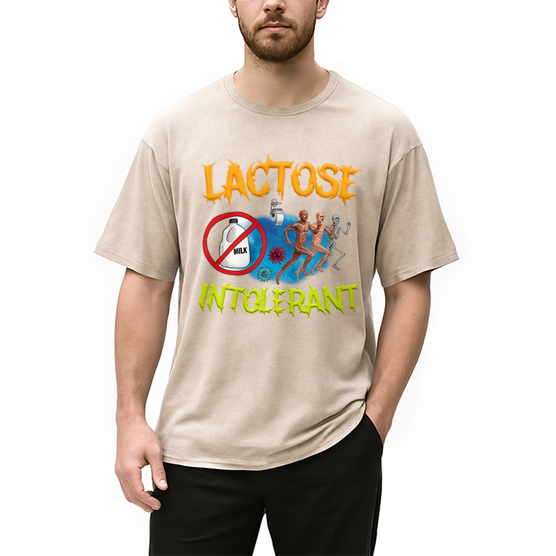 Modecanvas Lactose Intolerant Ironic Sarcastic Funny Washed T-Shirt