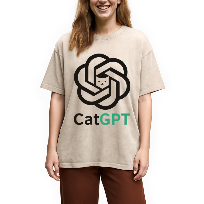 Modecanvas CatGPT DTG Printing Washed T-Shirt