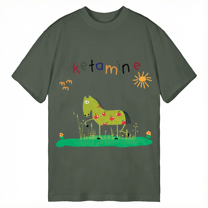 Modecanvas Funny Ketamine Horse DTG Printing Classic T-Shirt-modecanvas
