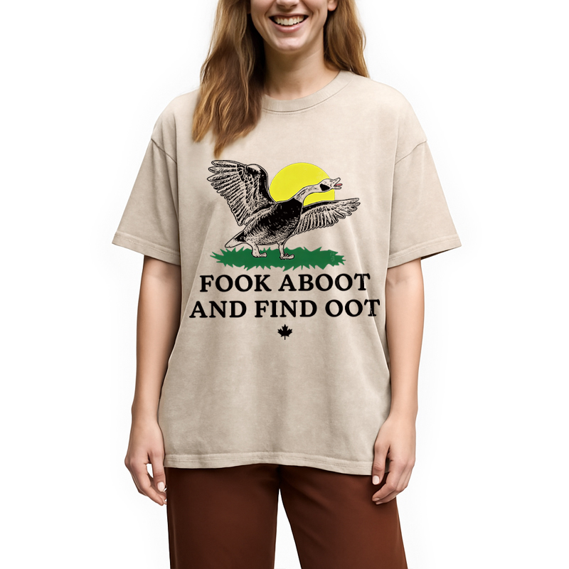 Modecanvas Fook Aboot And Find Oot DTG Printing Washed T-Shirt