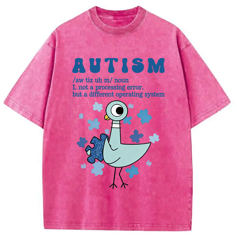 Modecanvas Autism Pigeon DTG Printing Washed T-Shirt