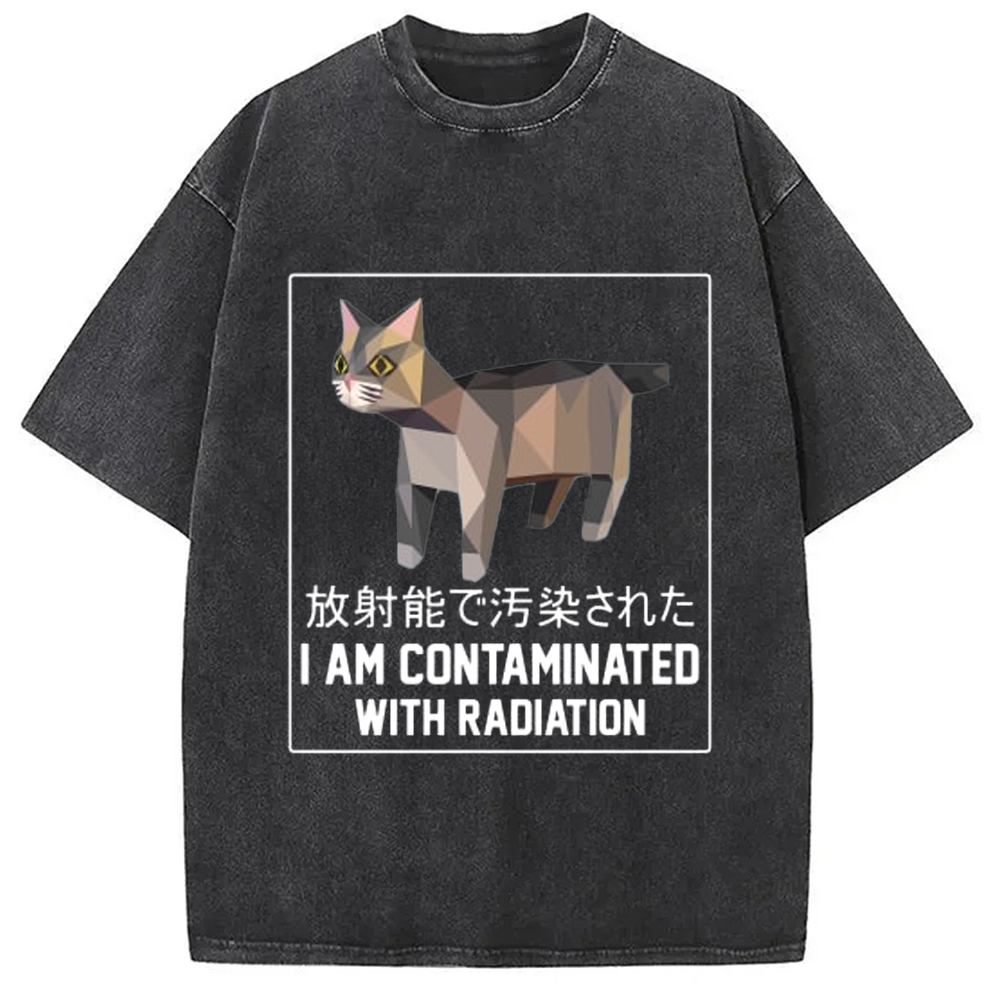 Modecanvas I Am Contaminated with Radiation Meme Washed T-Shirt-modecanvas