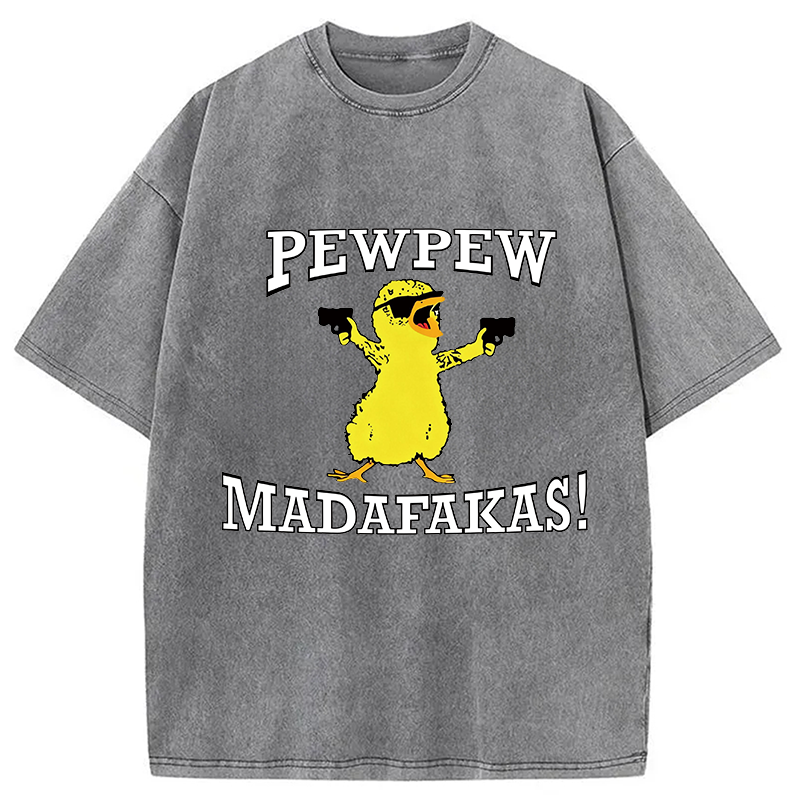 Modecanvas PEW PEW Duck DTG Printing Washed T-Shirt