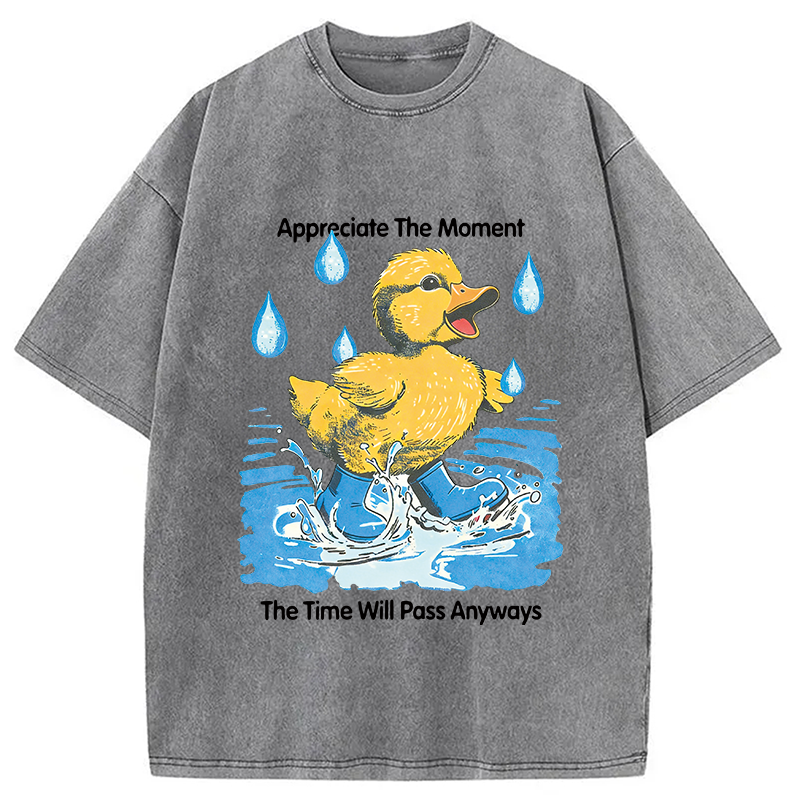 Modecanvas Appreciate The Moment DTG Printing Washed T-Shirt