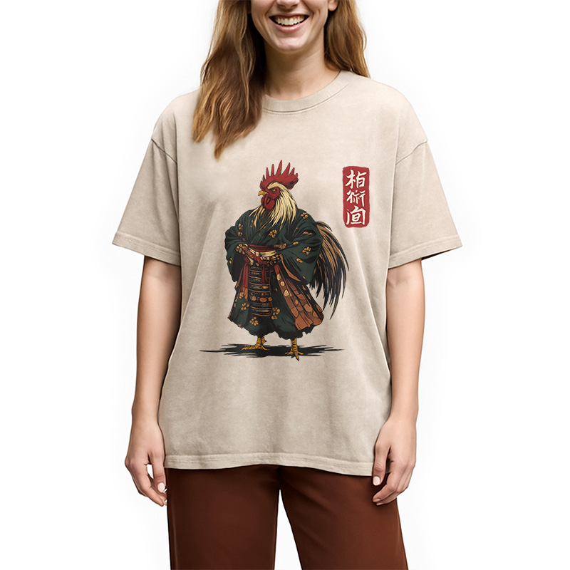 Modecanvas Samurai Rooster Washed T-Shirt